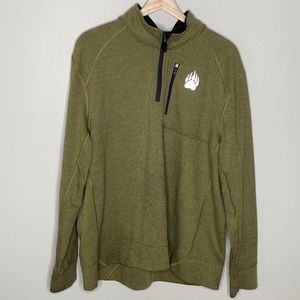 Duluth Trading Company Alaskan Hard Gear Green Ribbed Quarter Zip